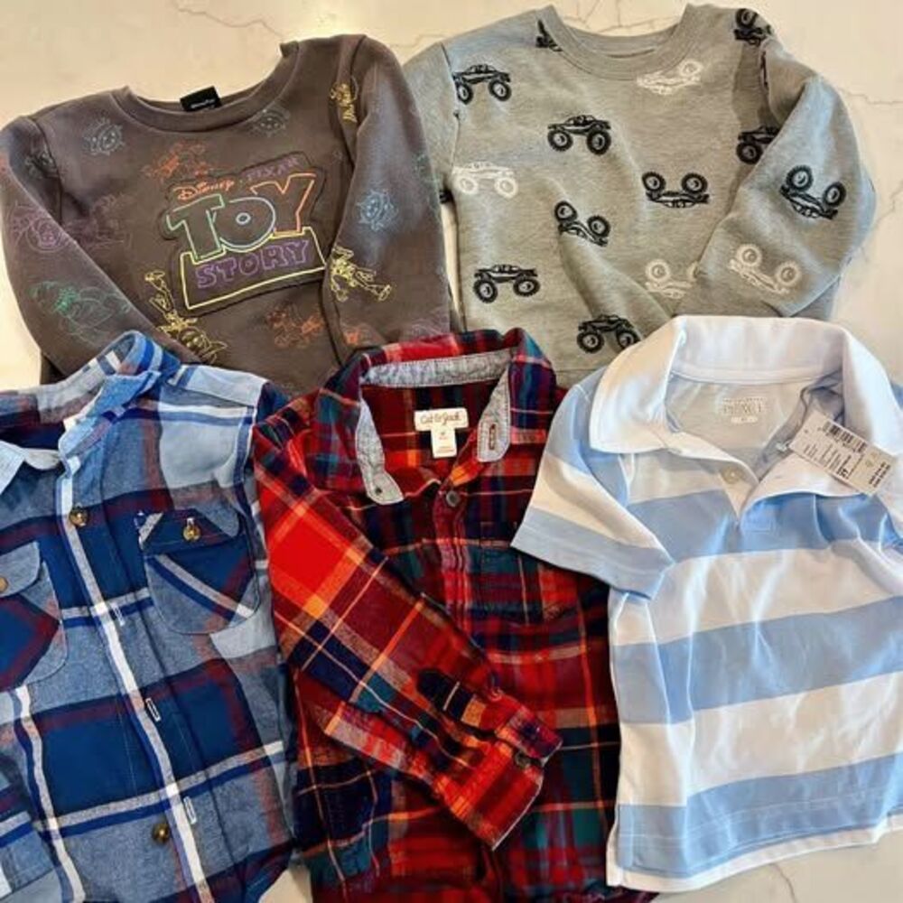 Boys 2T Shirt Lot 5 Pc Disney Toy Story Cat & Jack FabKids Flannel Polo NWT